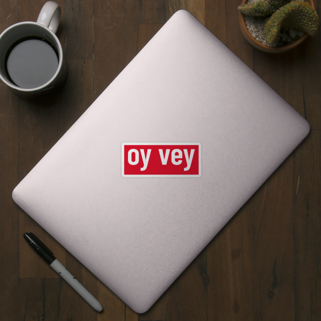 Bold white 'oy vey' text on red background by keeplooping